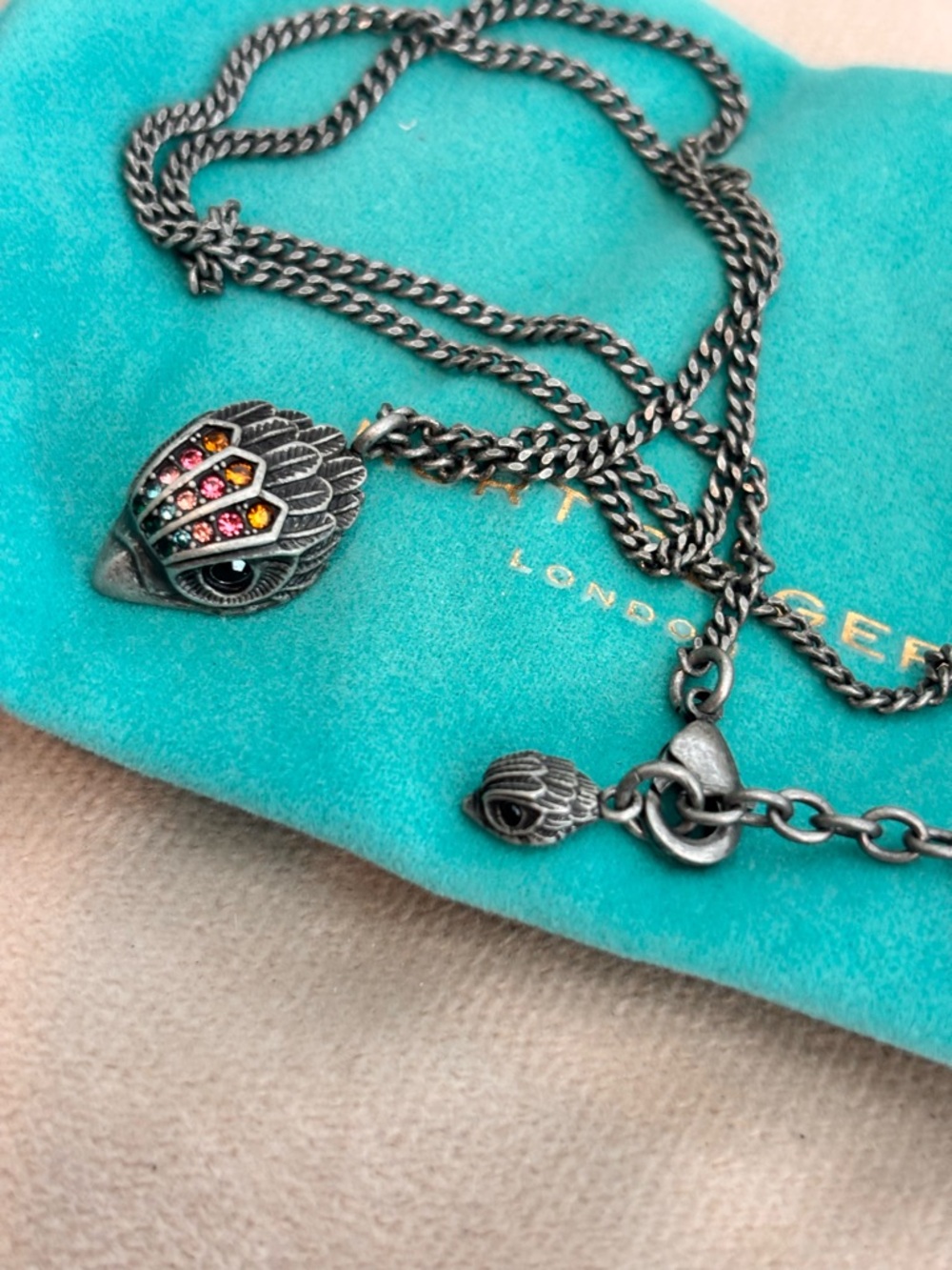 Kurt Geiger London Silver & Crystal Embellished Eagle Pendant Necklace NWT - Picture 5 of 7